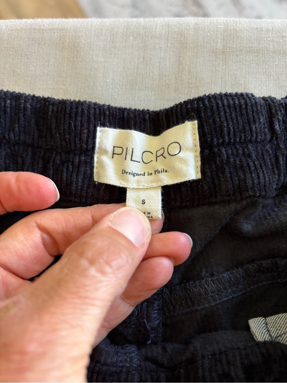 Pilcro Anthropologie Black Corduroy Wide Leg Elastic Waist Pockets Small - Picture 6 of 11